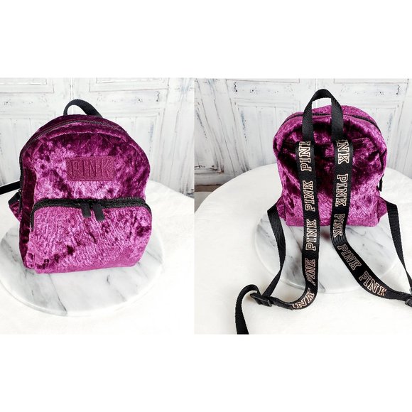 PINK Victoria's Secret Handbags - Victoria's Secret PINK Purple Velvet Mini Backpack